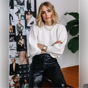 Anine Bing Ivory Rosalind Sweater Angora Wool Blend Neutral